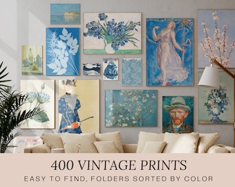 400 Vintage Digital Art Prints | Curated Gallery Wall Bundle | Eclectic Color-Sorted Downloadable Artwork | Instant Download