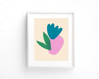 Modern Abstract Flower Print | Minimalist Botanical Digital Download | Colorful Printable Wall Art for Bedrooms, Offices & Nurseries