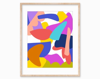 Colorful Abstract Shapes Art Print | Digital Download Wall Art | Bold Mid Century Modern Printable Art for Home, Office, or Gallery Walls