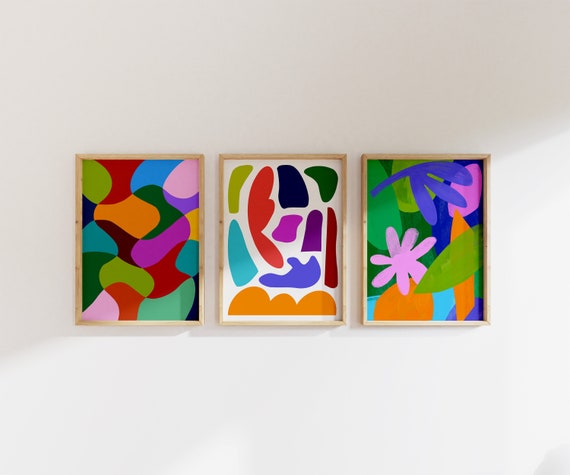 Set of Three Bold Prints, Colorful Wall Art, Maximalist Wall  display picture 2