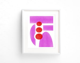 Abstract Geometric Art Print | Pink & Red Modern Wall Art | Digital Download Poster for Office, Gallery Wall, Dorm, or Studio Decor