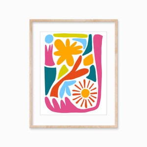 Maximalist Colorful Wall Art, Colorful Abstract Print, Printable, Colorful Abstract Flower Art Print | Eclectic Gallery Dorm Wall Art