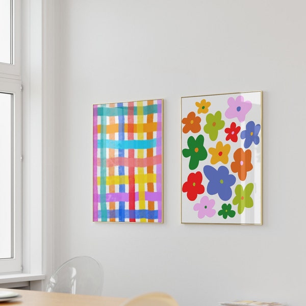 Set of Two Colorful Prints, Colorful Wall Art, Abstract Art, Colorful Prints, Gallery Wall Digital Prints, Wall Art Set of 2, Modern Prints