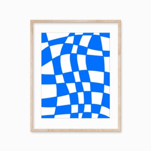 Maximalist Wall Art, Trendy Art, Downloadable Artwork, Contemporary Art Print, Blue Wall Art, MidCentury Printable Art, Checkerboard