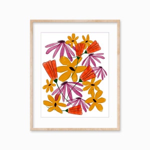 Colorful Flower Wall Art Print | Wildflower Digital Download | Bold Botanical Printable Art | Instant Floral Art Download for Home