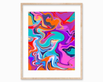 Modern Colorful Line Art Print, Statement Art, Downloadable Artwork, Abstract Wall Art, Vibrant Wall Art, Art Print, Multicolor Print