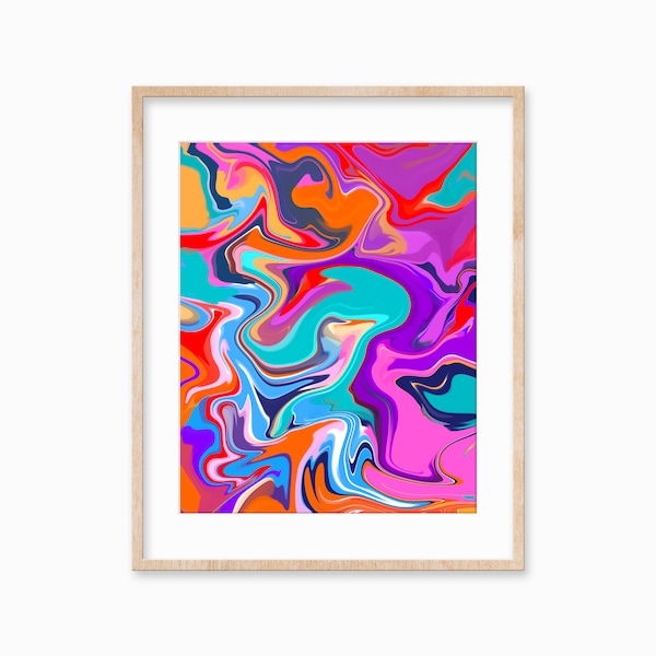 Modern Colorful Line Art Print, Statement Art, Downloadable Artwork, Abstract Wall Art, Vibrant Wall Art, Art Print, Multicolor Print