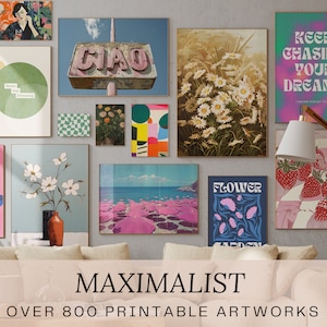 Eclectic Gallery Wall Set of 800 Prints, Colorful Wall Art, Funky Wall Art, Maximalist Wall Art, Dopamine Decor, Mega Bundle Wall Art