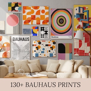130+ Bauhaus Digital Art Prints Bundle, Modern Abstract Wall Art, Geometric Printable Posters, Gallery Wall Set, Instant Download