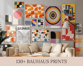 130+ Bauhaus Digital Art Prints Bundle, Modern Abstract Wall Art, Geometric Printable Posters, Gallery Wall Set, Instant Download