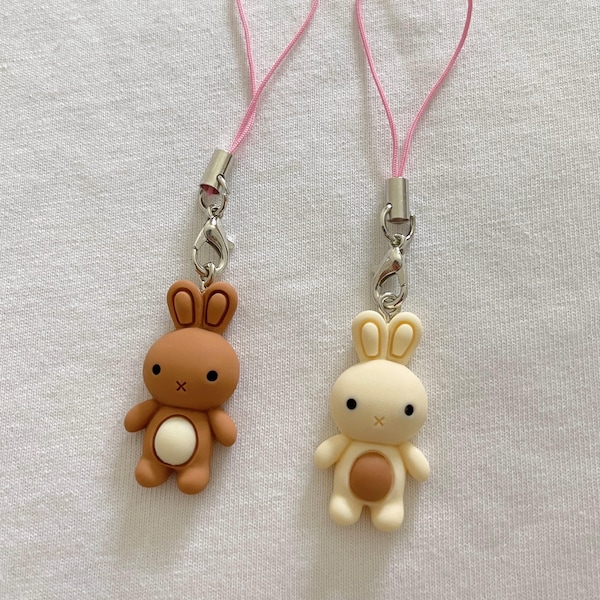 Cute Mini Bunny Rabbit Charm - Phone Charm - Keychain for Bags and Electronics