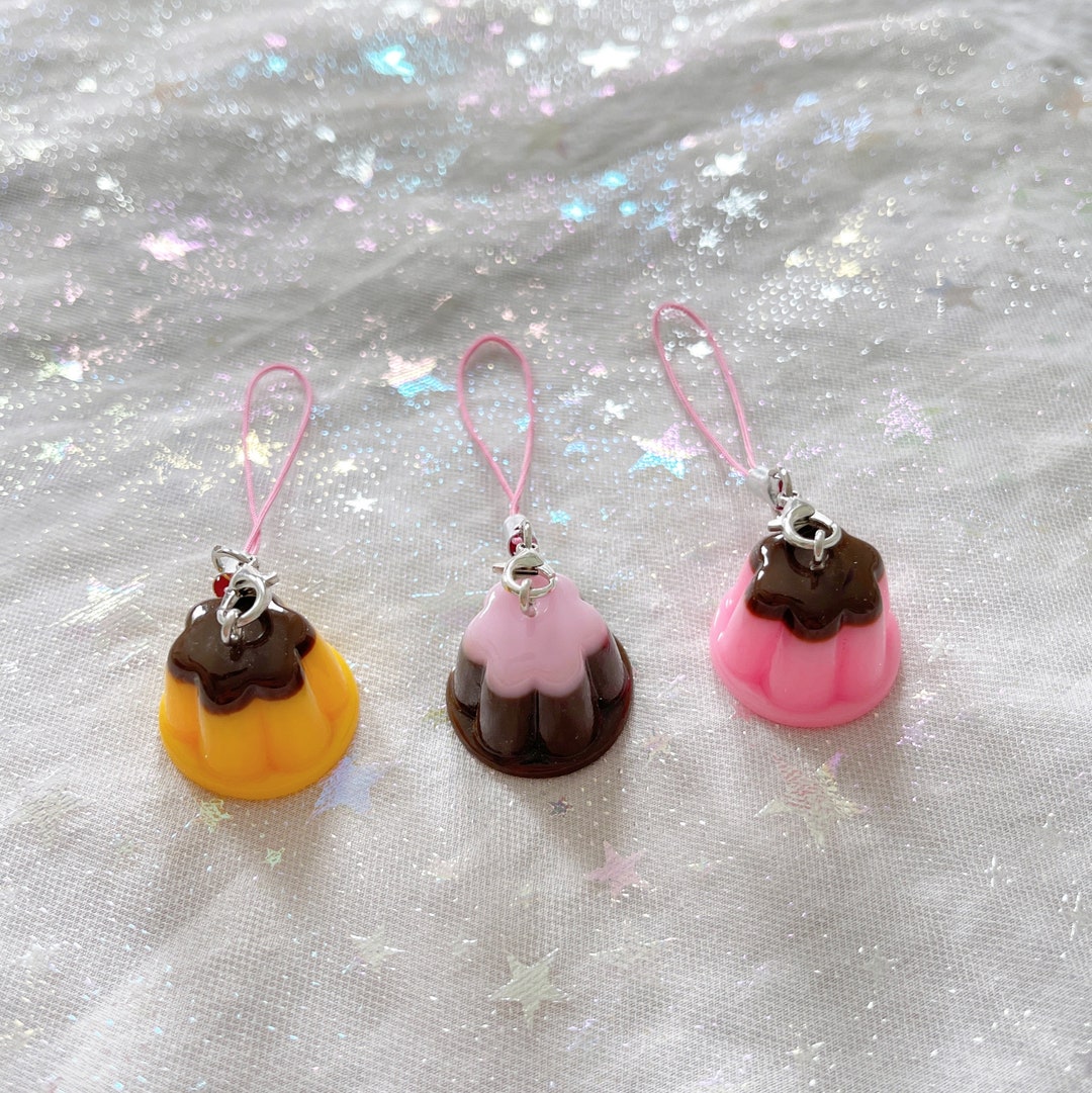 Cute Jelly Pudding Dessert Keychain for Bags and Electronics Phone
