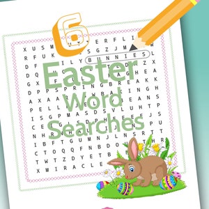 Easter Word Search Printable, Kids Word Search Bundle, Activity Pages for Children, Easter Party Games, Word Find Puzzles, Instant Download