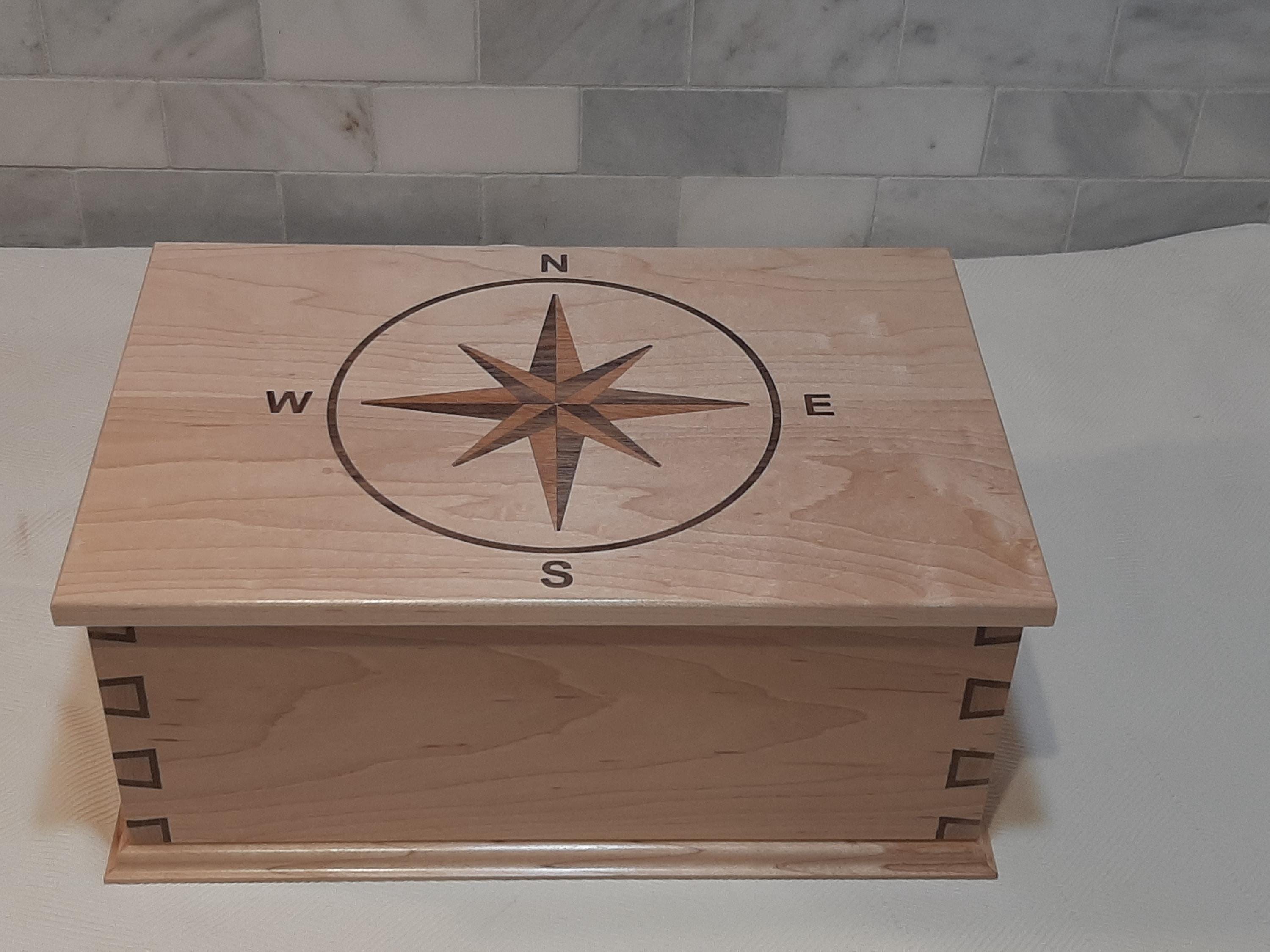 Simple Compass Rose Inlay Inlay Box With Inlay Dovetails and Compass Rose Inlay Top. - Etsy