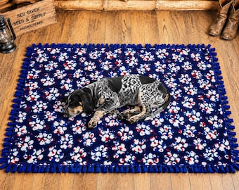 Dog Blanket reversible fleece (36"x36") Paw Print Design, Free Toy