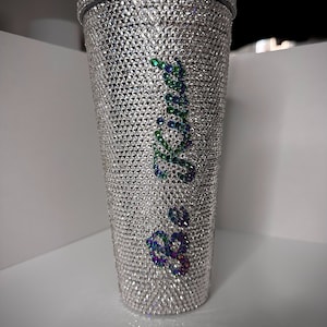 Bedazzled Clear Rhinestone Tumbler, Personalized Tumbler