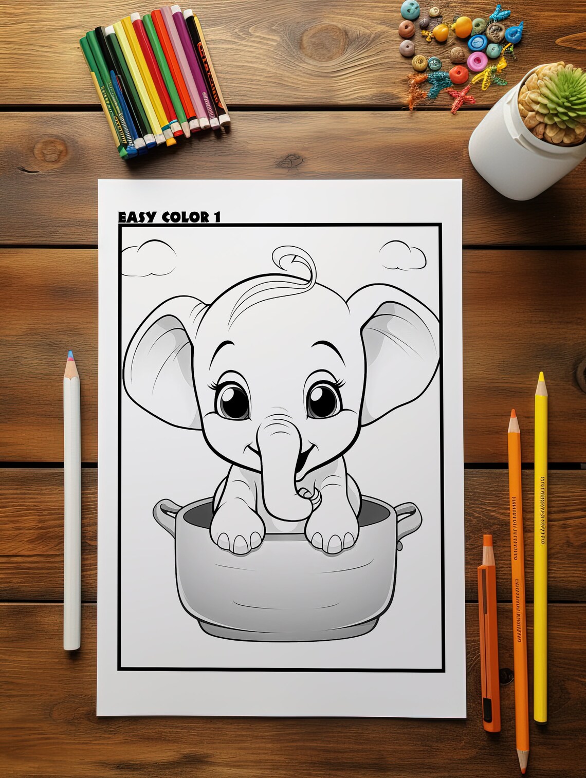 Printable Coloring Book Pages for Kids EASY COLOR Vol.1, 16 Cute Coloring Pages for Children ...