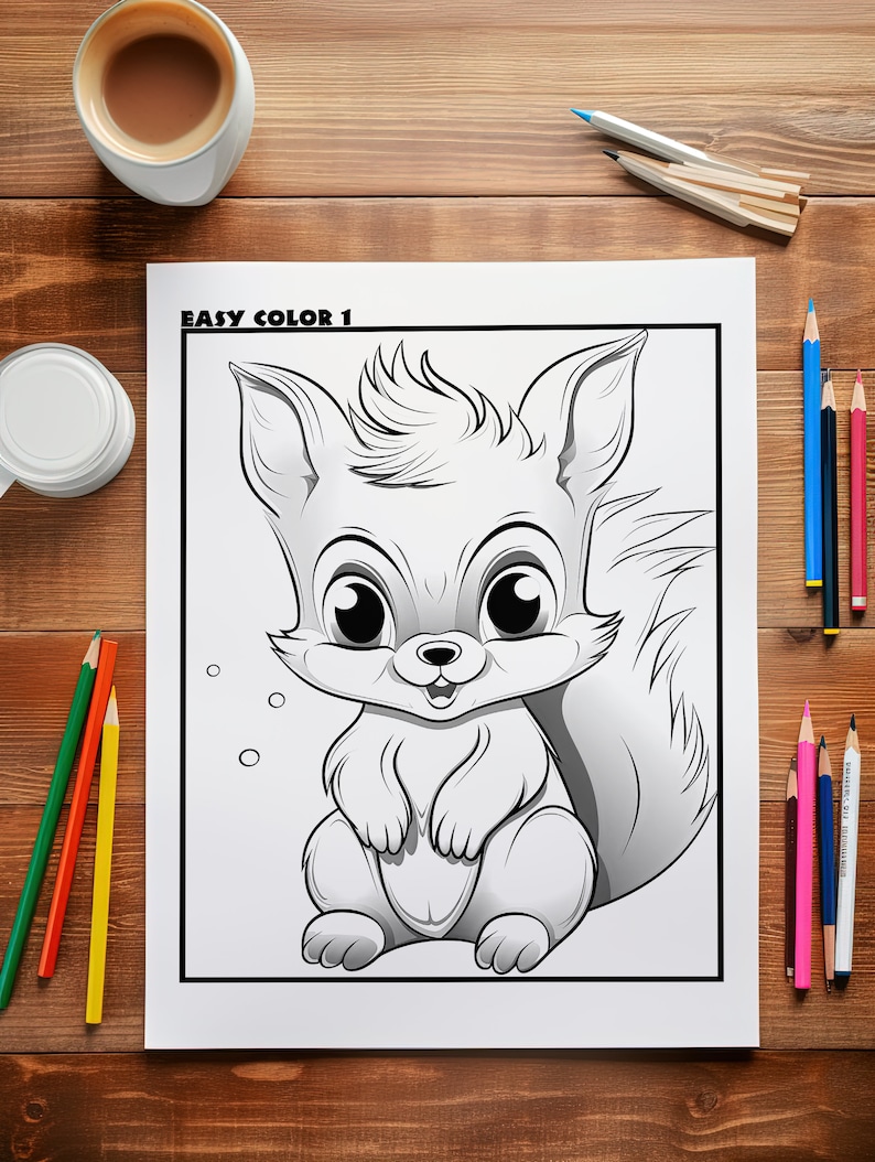 Printable Coloring Book Pages for Kids EASY COLOR Vol.1, 16 Cute