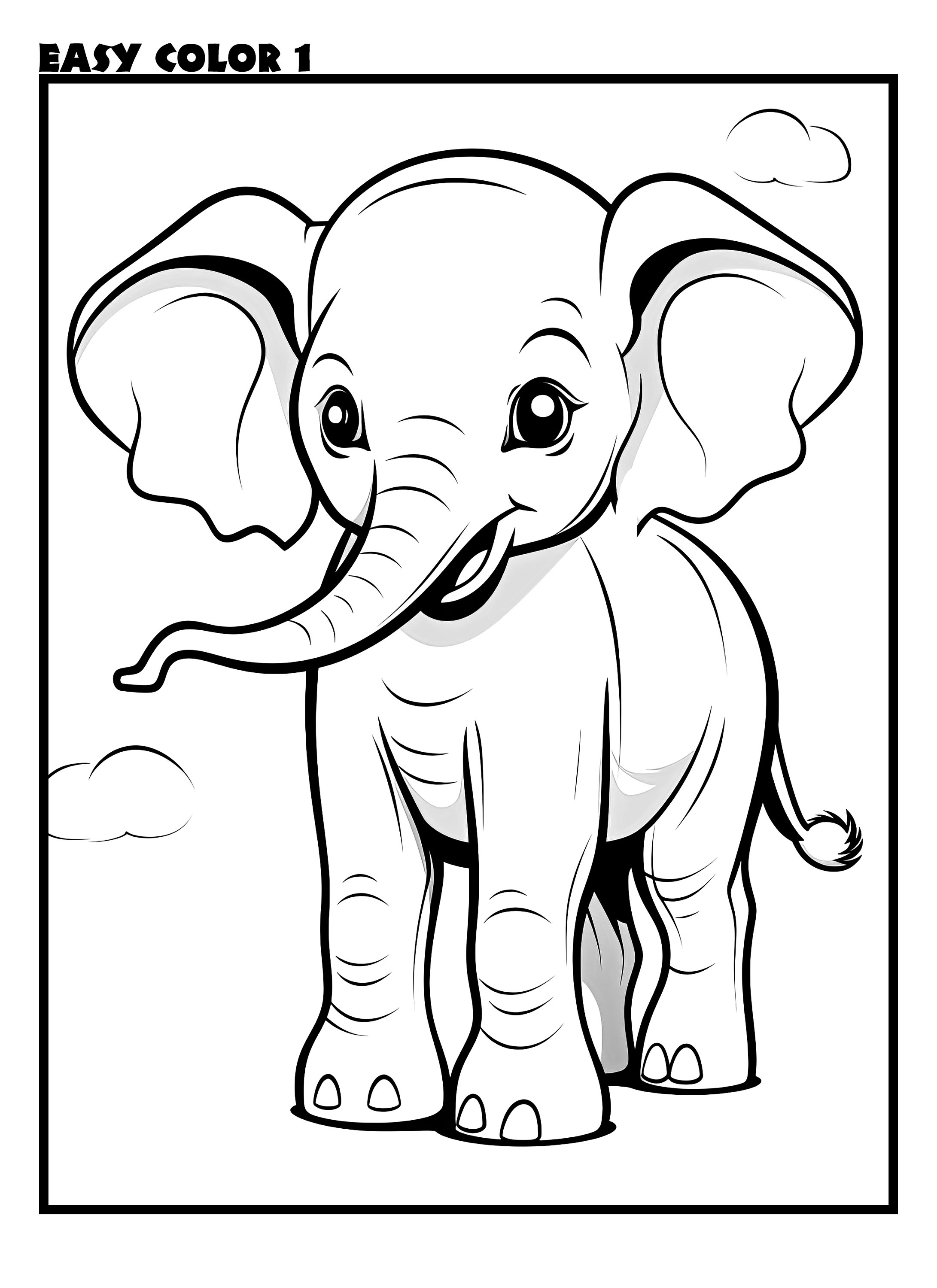 Printable Coloring Book Pages for Kids EASY COLOR Vol.1, 16 Cute