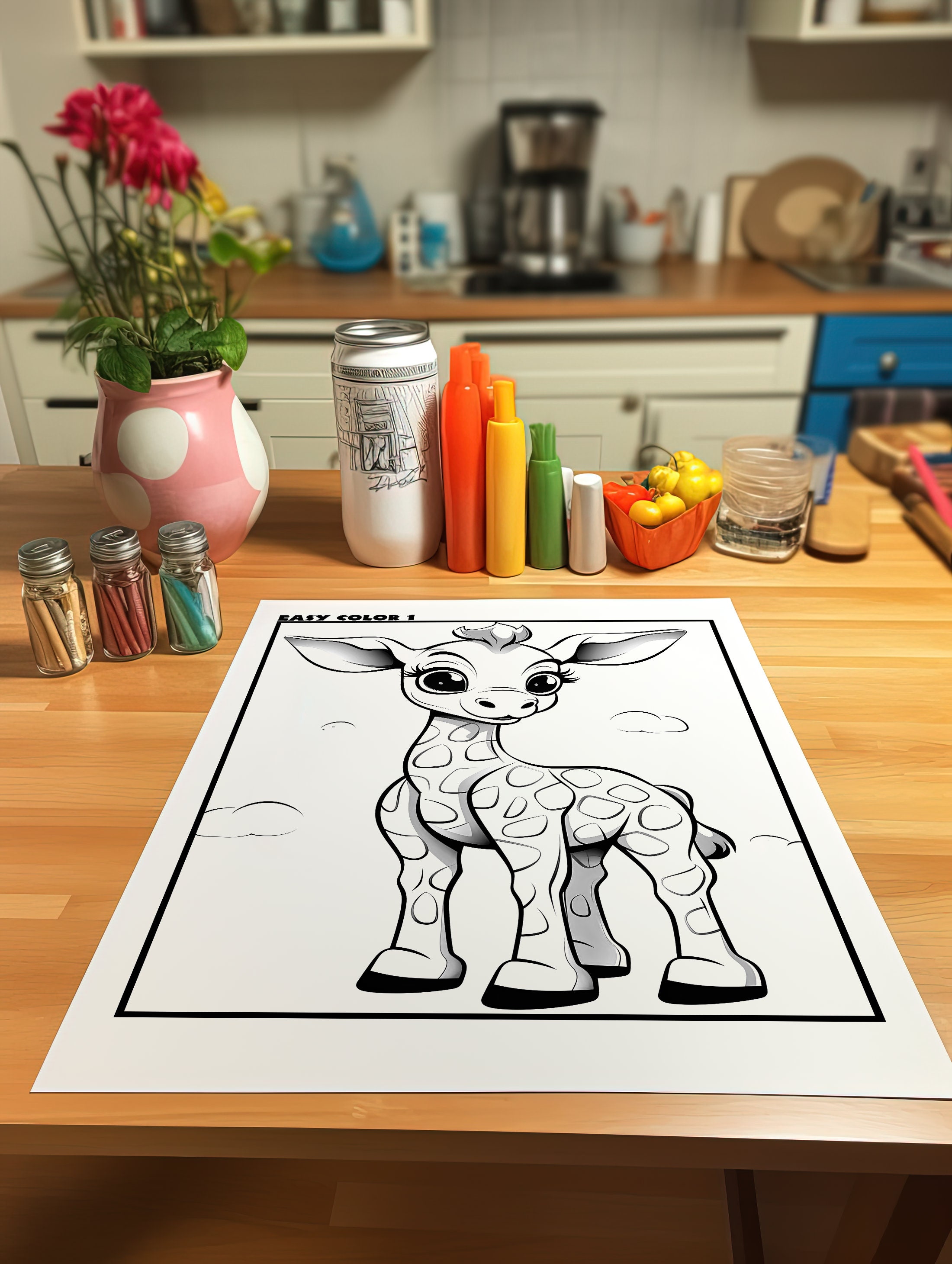 Printable Coloring Book Pages for Kids EASY COLOR Vol.1, 16 Cute