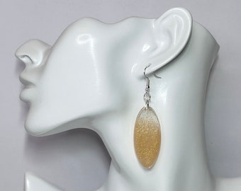 Oval two tone drop earrings