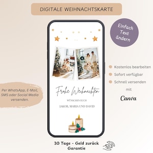 Digitale kerstkaart met foto voor WhatsApp e-mail SMS, e-card Kerstfamilie, Merry Christmas Kerstgroet, sjabloon Canva
