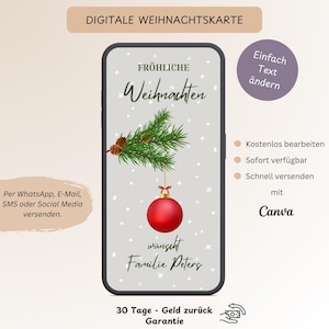 Cartolina di Natale digitale WhatsApp, e-card personalizzata Famiglia di Natale, auguri di Buon Natale Natale mobile, modello Canva