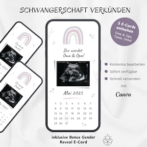 Tu vas être grand-père, grand-mère, tante, oncle, tu vas être grand-parent, annonce de grossesse numérique, e-card personnalisable arc-en-ciel, modèle Canva