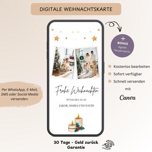 Digitale Weihnachtskarte mit Foto für WhatsApp E-Mail SMS, E-Card Weihnachten Familie, Merry Christmas Weihnachtsgruß, Vorlage Canva