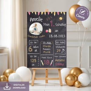Poster school enrollment gift, personalized gift back to school, milestone board school enrollment decoration boy girl, school enrollment board Canva