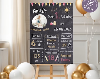 Affiche pour la rentrée scolaire, cadeau personnalisé pour la rentrée scolaire, tableau des étapes importantes pour la décoration de la rentrée scolaire pour garçons et filles, tableau de rentrée scolaire (Canva)
