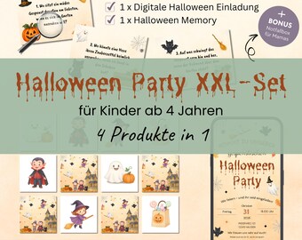 Halloween Party Children 4-8 Years PDF Set, Halloween Games Children Scavenger Hunt Halloween Party Invitation Halloween Party Games Printable