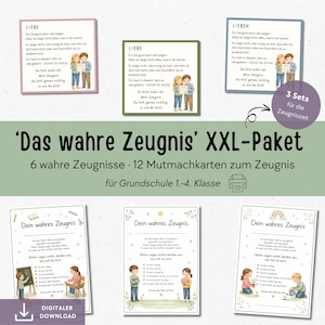 Puede incluir: Un producto de descarga digital con tarjetas ilustradas con mensajes alentadores en alemán. Las tarjetas tienen ilustraciones de niños y arcoíris. El producto está diseñado para estudiantes de primaria.