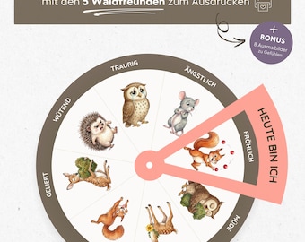 Children's Emotion Wheel, Montessori Emotion Clock, Emotion Wheel, Children Learn to Understand Emotions, Emotion Poster for Printing, PDF Download