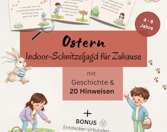 Easter scavenger hunt indoors for children 4-8 years, treasure hunt indoors, printable scavenger hunt for children's birthdays, PDF treasure hunt for home