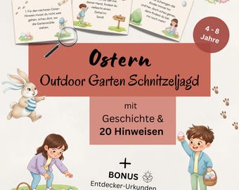 Búsqueda del tesoro de Pascua para niños de 4 a 8 años, búsqueda del tesoro para el jardín, búsqueda del tesoro imprimible para una fiesta de cumpleaños infantil, búsqueda del tesoro al aire libre en PDF