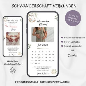 Personalizable E-Card We are going to be parents, Digital pregnancy announcement, Individual baby announcement neutral WhatsApp, Template Canva