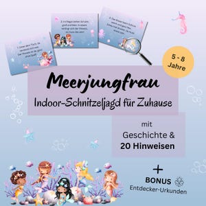 Mermaid scavenger hunt for girls 5-8 years, indoor treasure hunt for children&#39;s birthdays to print, treasure hunt tasks for indoors