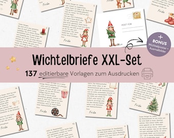 Secret Santa letters with 24 Secret Santa stories to print, Editable Secret Santa post, Secret Santa accessories Christmas, Christmas Secret Santa set download