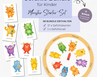 Monster Emotion Cards Children Emotion Wheel Children Feelings Emotions Learning Emotions Set Children Montessori Learning Cards Download Emotion Cards PDF
