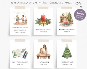 Advent calendar for children: Time instead of stuff, download advent calendar to print, sustainable Christmas calendar for children, DIY activity set