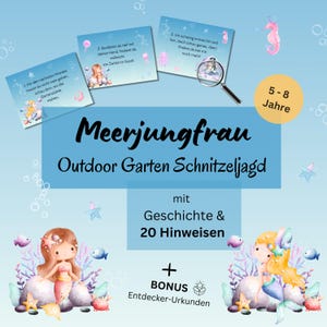 Mermaid scavenger hunt for girls 5-8 years, outdoor scavenger hunt for garden treasure hunt for children&#39;s birthdays to print out, treasure hunt for children