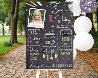 Cadeau personnalisé pour la rentrée scolaire, affiche d'inscription scolaire, tableau d'étapes, décoration d'inscription scolaire garçon fille, tableau d'inscription scolaire Canva