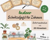 Indoor Schnitzeljagd Kinder 5-8 Jahre, Schatzsuche drinnen Schnitzeljagd Kindergeburtstag zum Ausdrucken Schatzsuche Aufgaben PDF Download