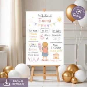 Personalized gift back to school poster school enrollment gift girl milestone board school enrollment decoration school enrollment board school start