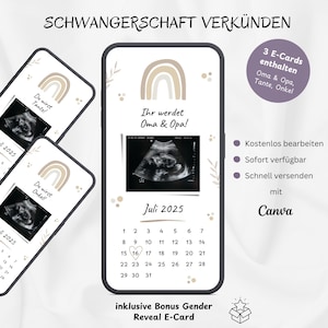 Tu vas être grand-père, grand-mère, tante, oncle, tu vas être grand-parent, annonce de grossesse numérique, e-card personnalisable arc-en-ciel, modèle Canva