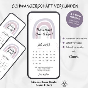 Tu vas être grand-père, grand-mère, tante, oncle, tu vas être grand-parent, annonce de grossesse numérique, e-card personnalisable arc-en-ciel, modèle Canva