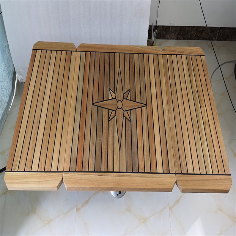 Boat Folding Teak Table Top Sideways Two Wings 3 Sizes Marine Etsy