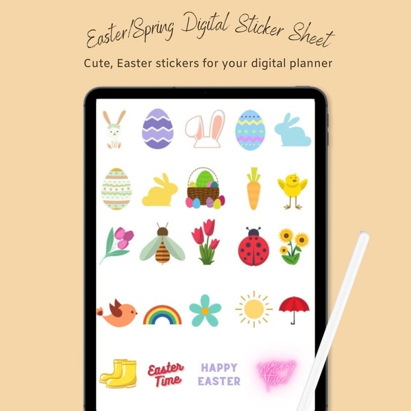 Easter/Spring Digital Stickers | Goodnotes | iPad Pro | Macbook Decoration | Calendar Stickers | PNG for Cricut