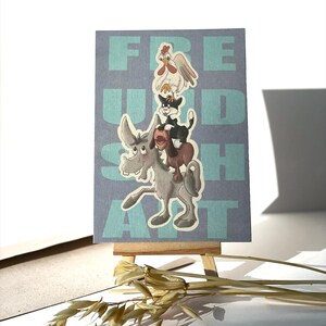 Freundschaft Postkarte – Handgezeichnete Karte für Märchenfreunde & Tierliebhaber, Nachhaltige Grußkarte